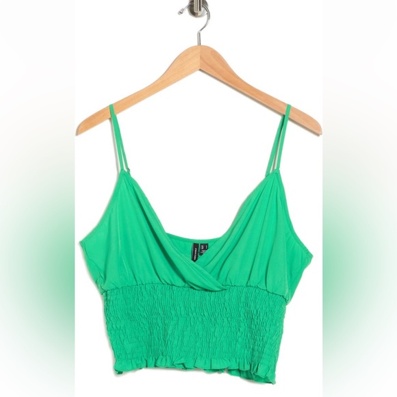 Vero Moda Henna Spaghetti Strap Smocked Crop Top - Picture 1 of 5